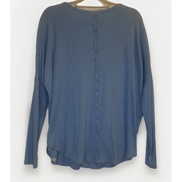 Life Is Good Women’s Blue Ribbed Crewneck Long Sleeve Knit Pocket Shirt Top XL - Picture 4 of 8